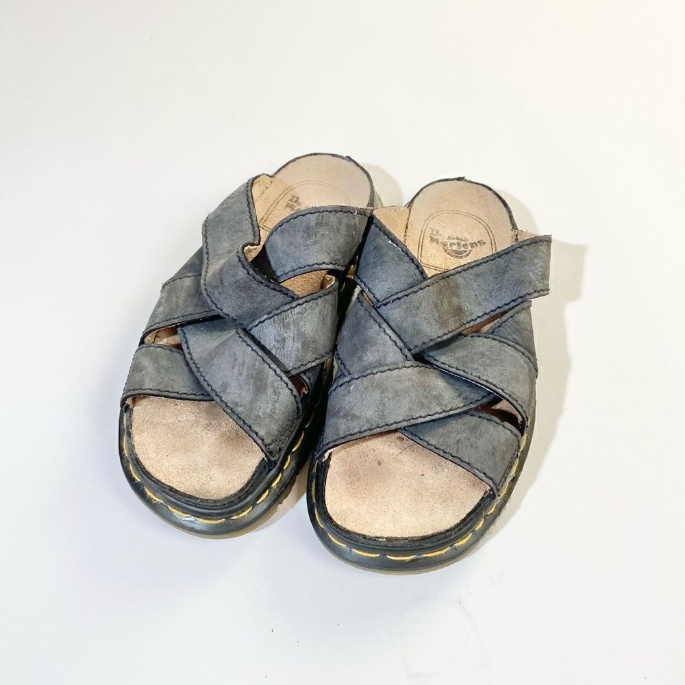 Doc Marten Y2K Vintage criss cross black leather slide sandal